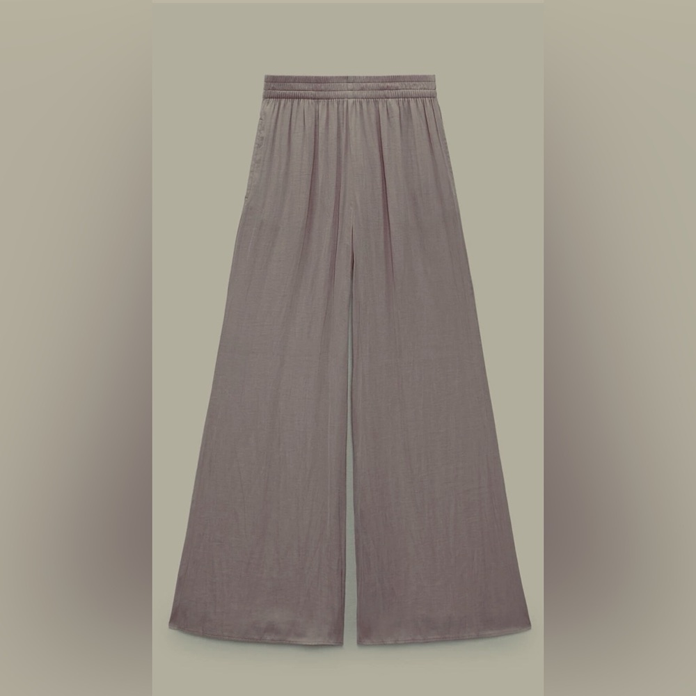 Zara Flowy Wide-Leg Trousers in Light Mauve Size S